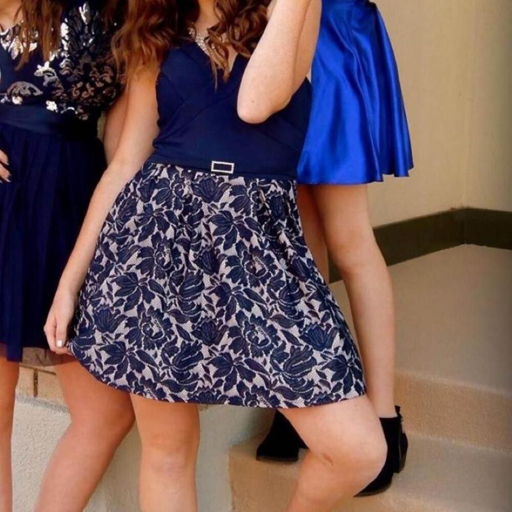 Crystal-doll Women's Navy and Blue Dress